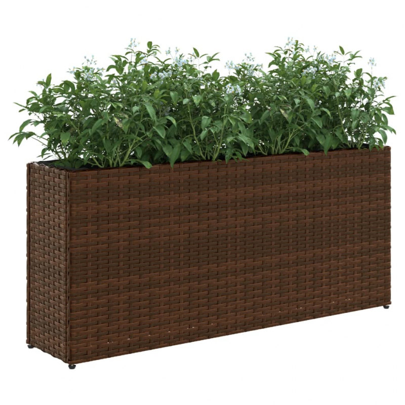Pflanzkübel mit 2 Töpfen 2 Stk. Braun 90x20x40 cm Poly Rattan