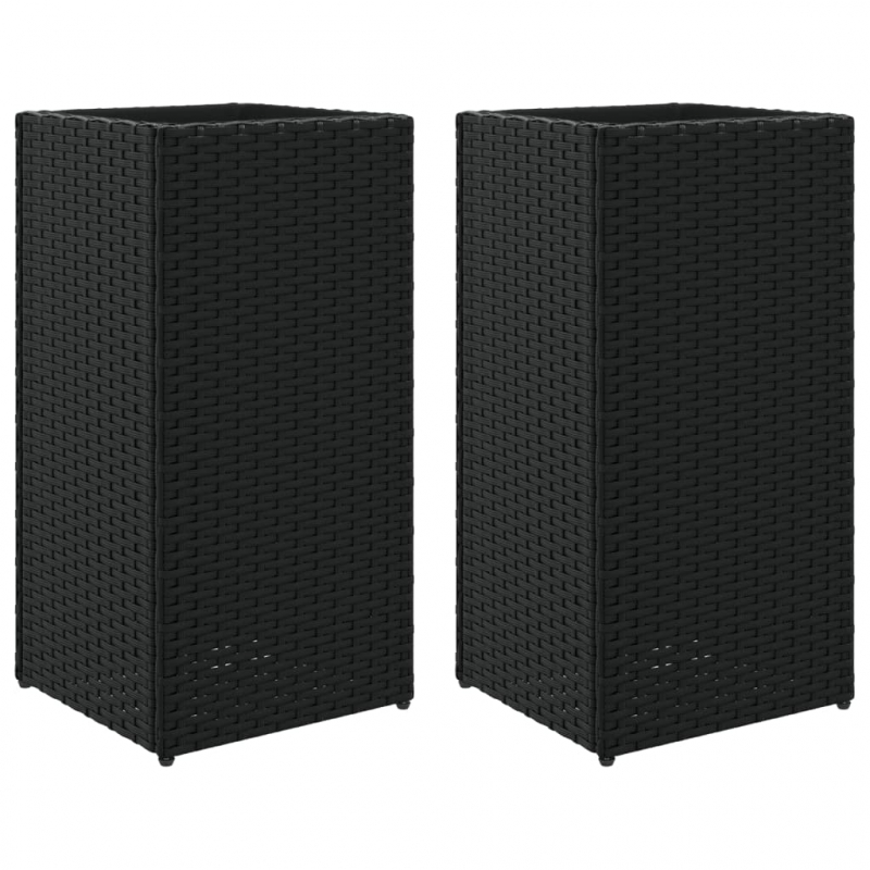 Pflanzkübel 2 Stk. Schwarz 30x30x60 cm Poly Rattan