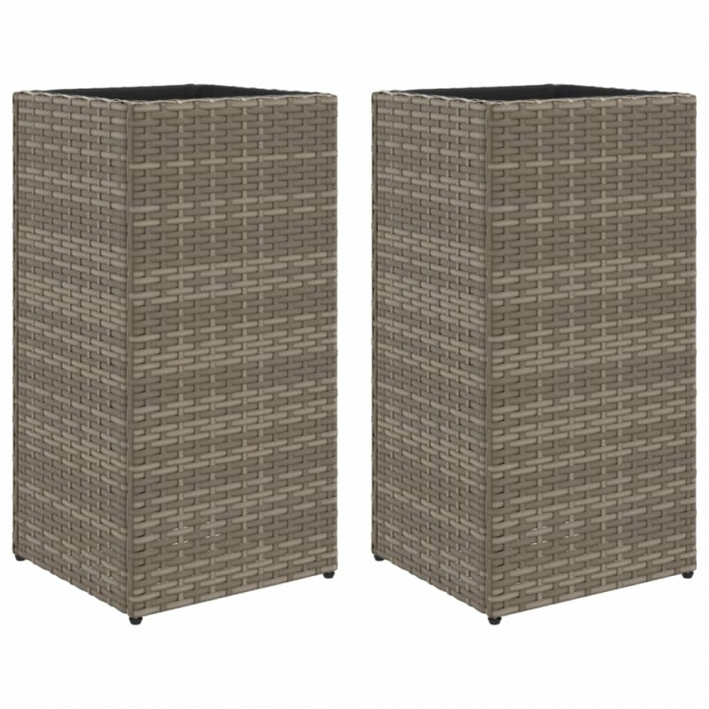 Pflanzkübel 2 Stk. Grau 30x30x60 cm Poly Rattan