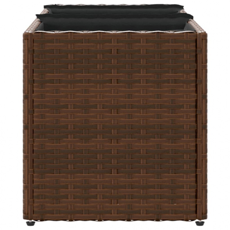Pflanzkübel mit 3 Töpfen 2 Stk. Braun 105x30x32 cm Poly Rattan