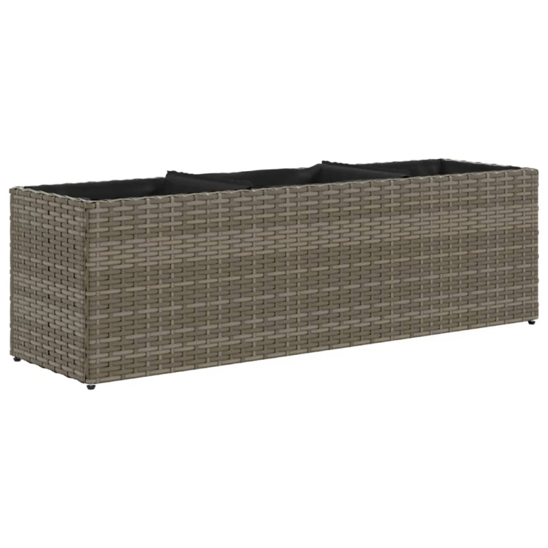 Pflanzkübel mit 3 Töpfen 2 Stk. Grau 105x30x32 cm Poly Rattan
