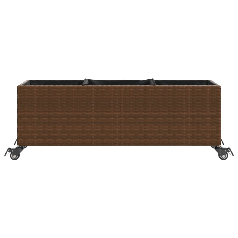 Pflanzkübel mit Rollen 2 Stk. Braun 107x32x38 cm Poly Rattan