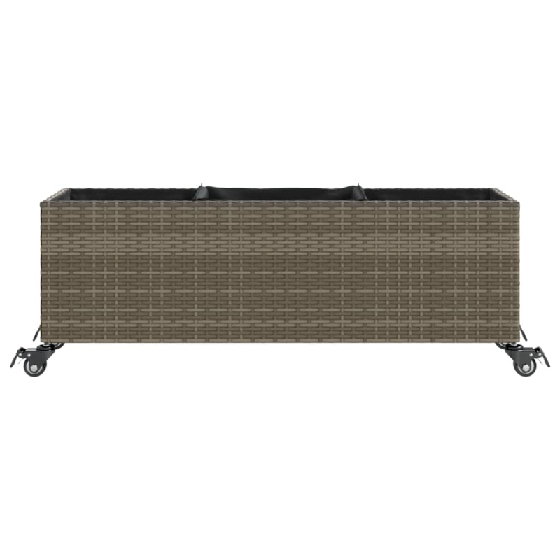 Pflanzkübel mit Rollen 2 Stk. Grau 107x32x38 cm Poly Rattan