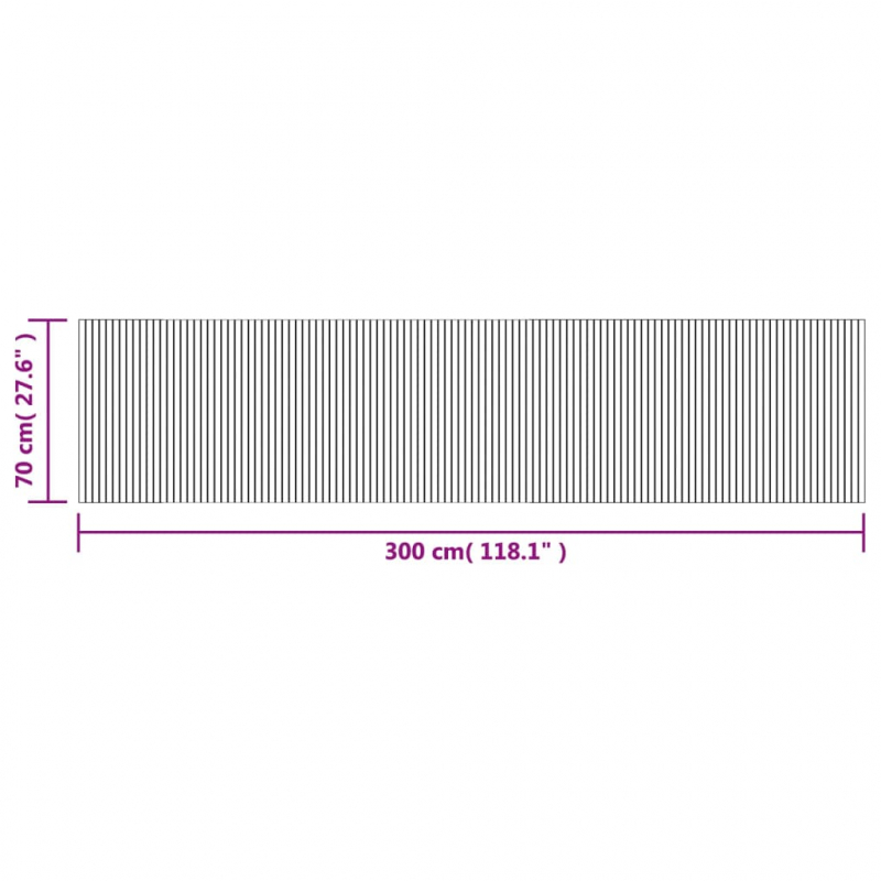 Teppich Rechteckig Grau 70x300 cm Bambus
