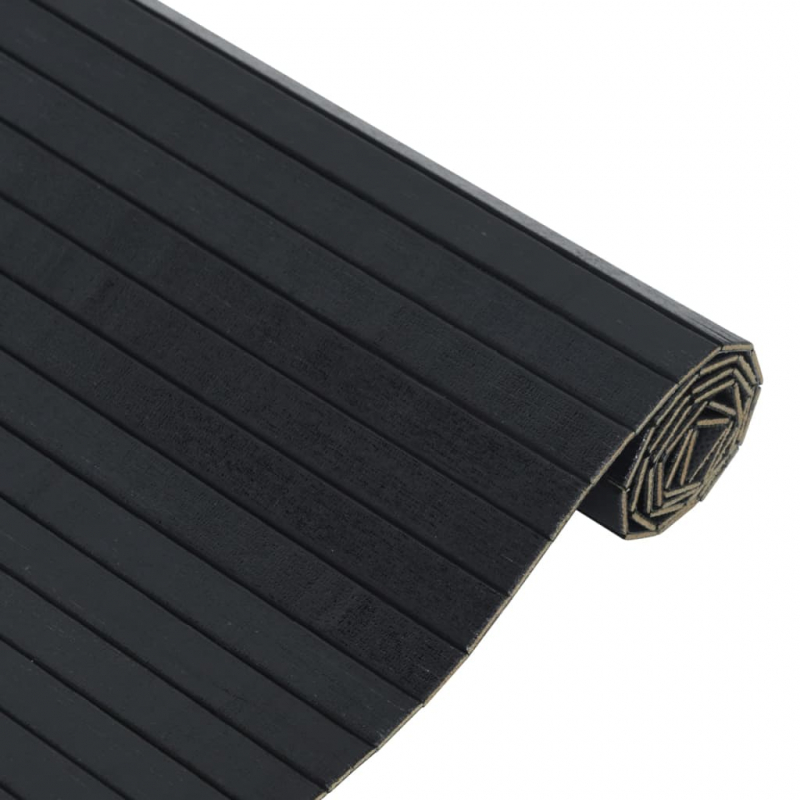 Teppich Rechteckig Schwarz 100x200 cm Bambus
