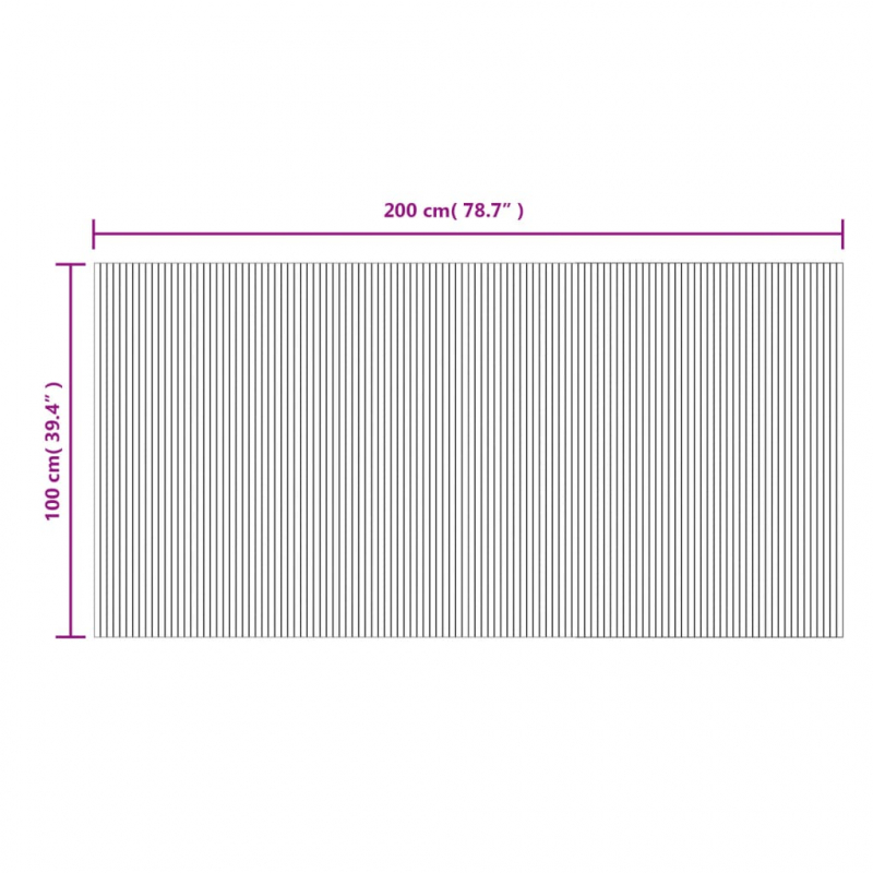 Teppich Rechteckig Grau 100x200 cm Bambus