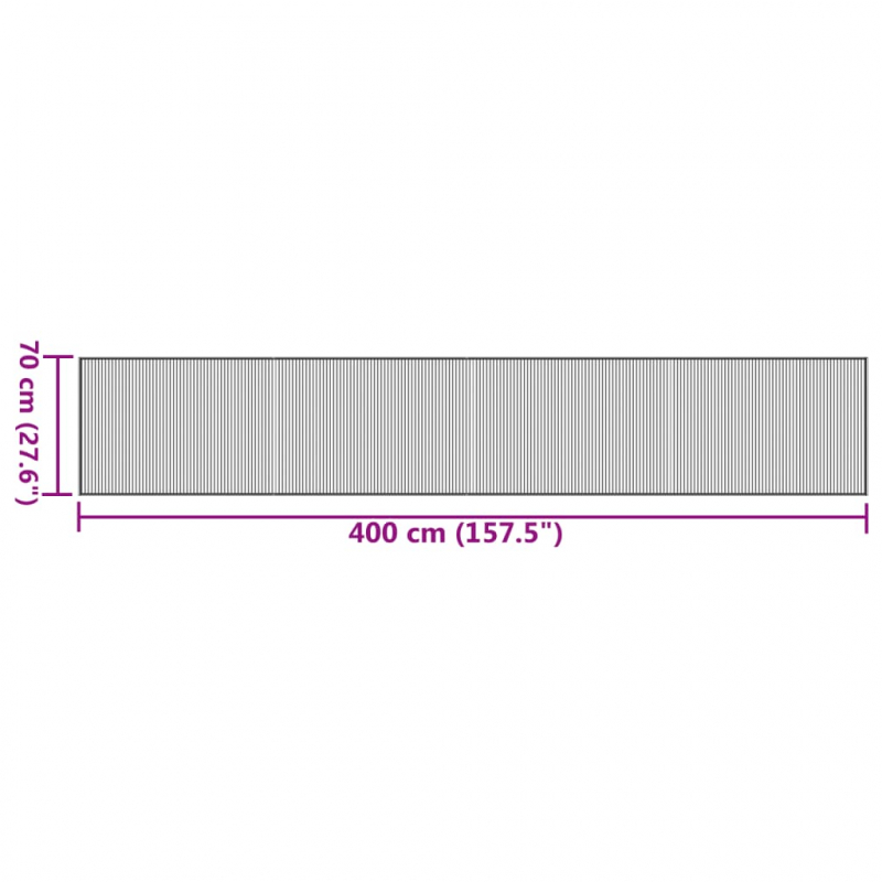 Teppich Rechteckig Schwarz 70x400 cm Bambus