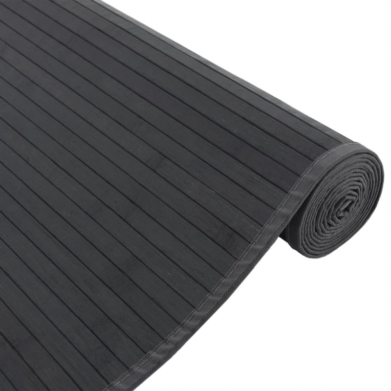 Teppich Rechteckig Schwarz 80x200 cm Bambus
