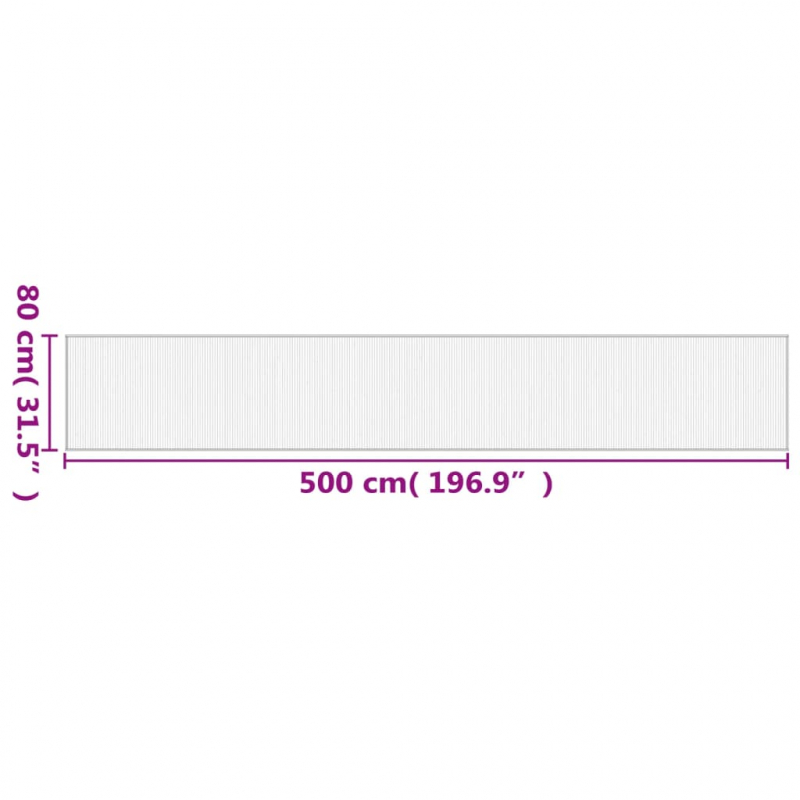 Teppich Rechteckig Schwarz 80x500 cm Bambus