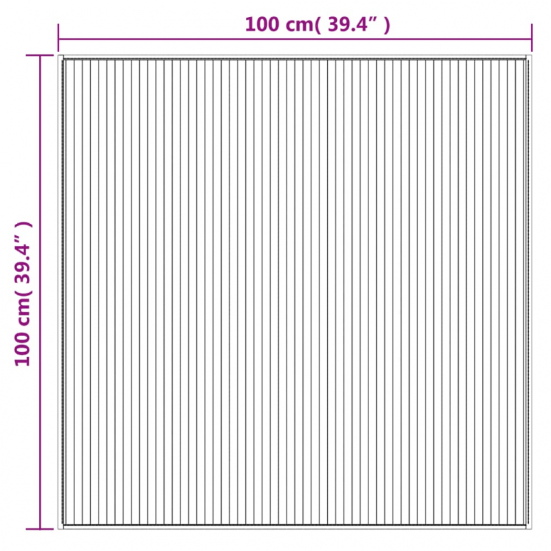 Teppich Quadratisch Grau 100x100 cm Bambus