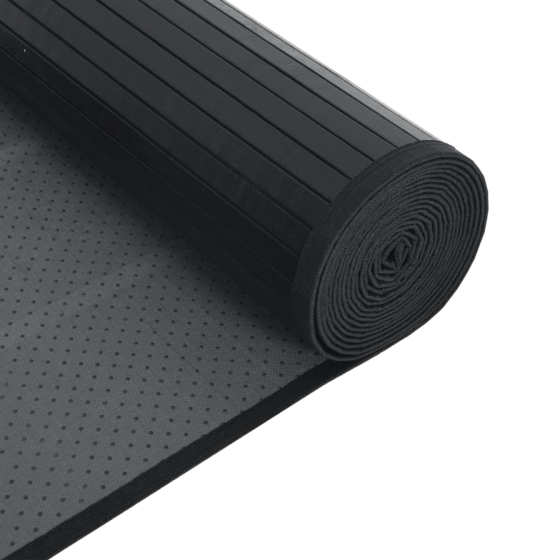Teppich Rechteckig Schwarz 100x200 cm Bambus