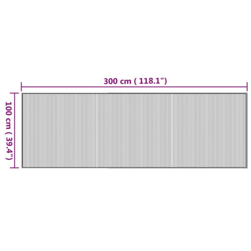 Teppich Rechteckig Natur 100x300 cm Bambus