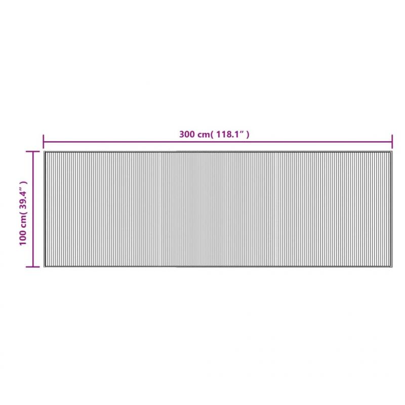 Teppich Rechteckig Grau 100x300 cm Bambus