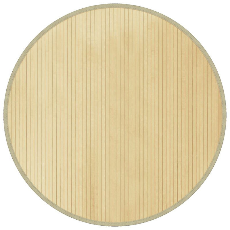 Teppich Rund Hell Natur 100 cm Bambus