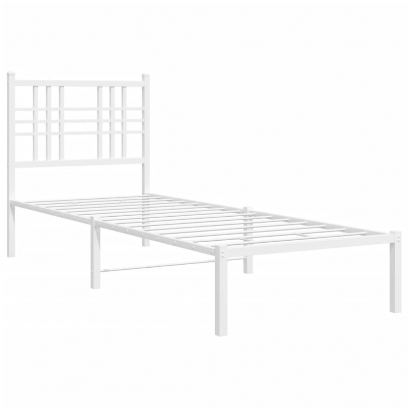 Bettgestell mit Kopfteil Metall Weiß 80x200 cm