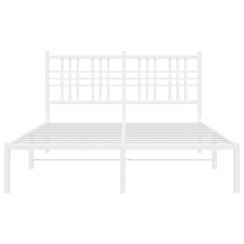 Bettgestell mit Kopfteil Metall Weiß 140x190 cm