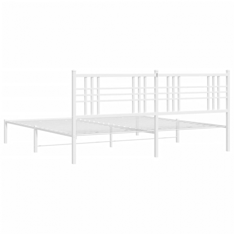 Bettgestell mit Kopfteil Metall Weiß 193x203 cm