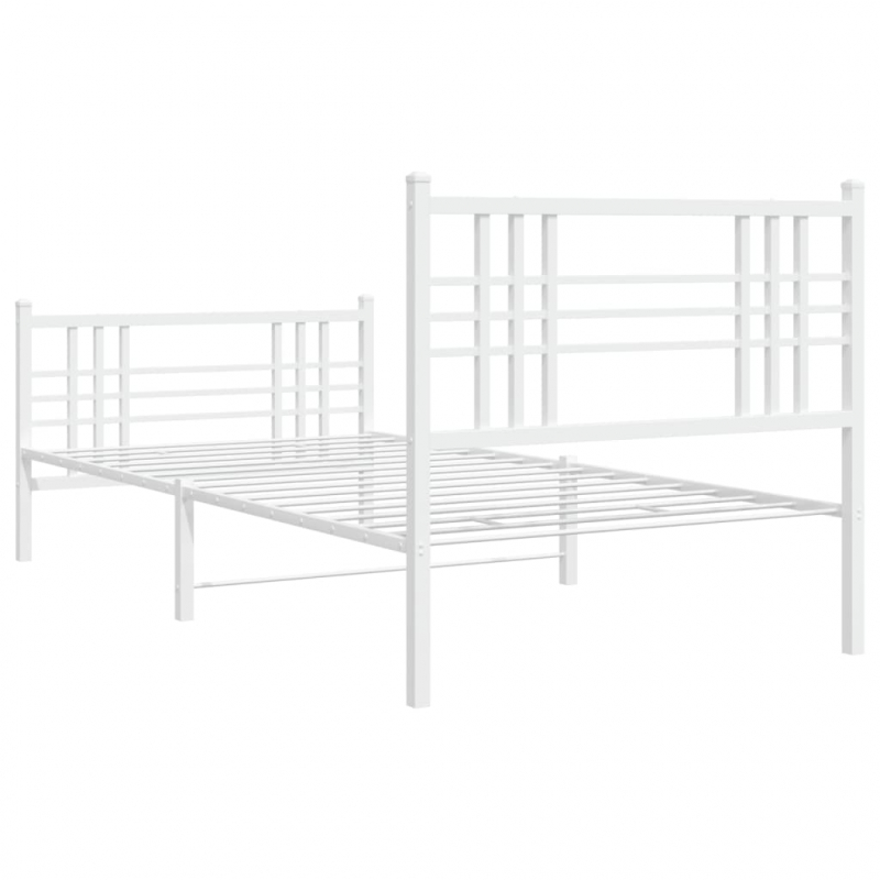 Bettgestell mit Kopf- und Fußteil Metall Weiß 90x200 cm