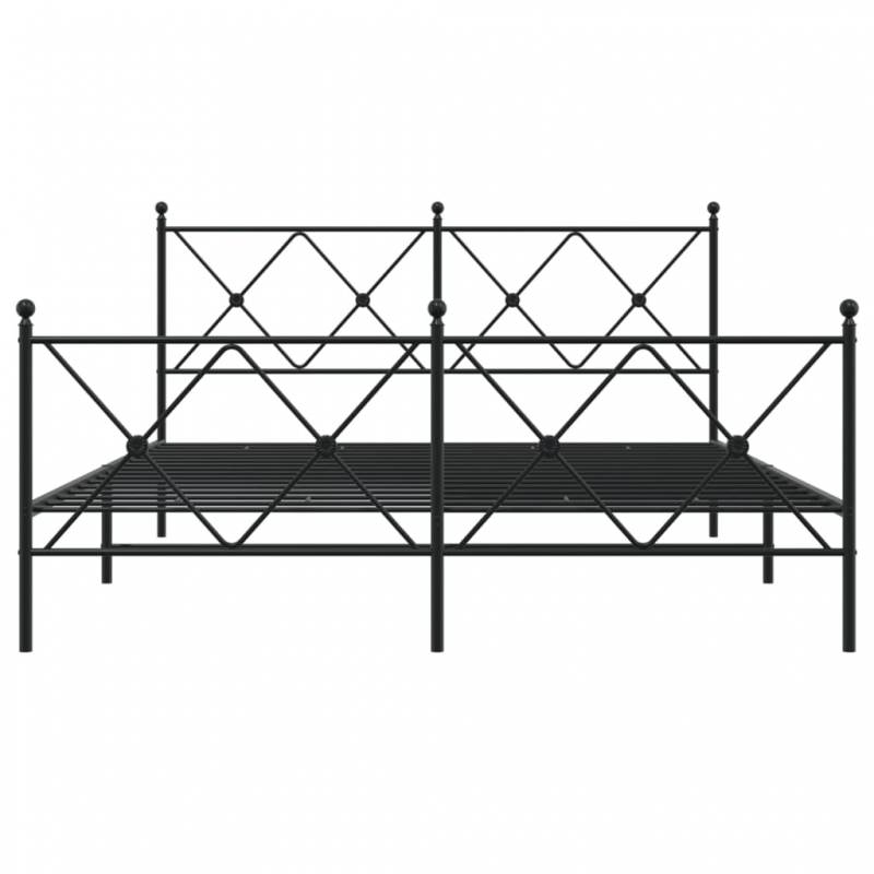 Bettgestell mit Kopf- und Fußteil Metall Schwarz 150x200 cm