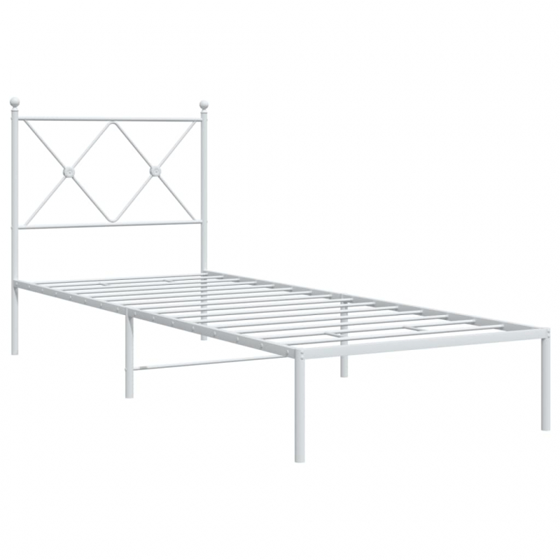 Bettgestell mit Kopfteil Metall Weiß 80x200 cm