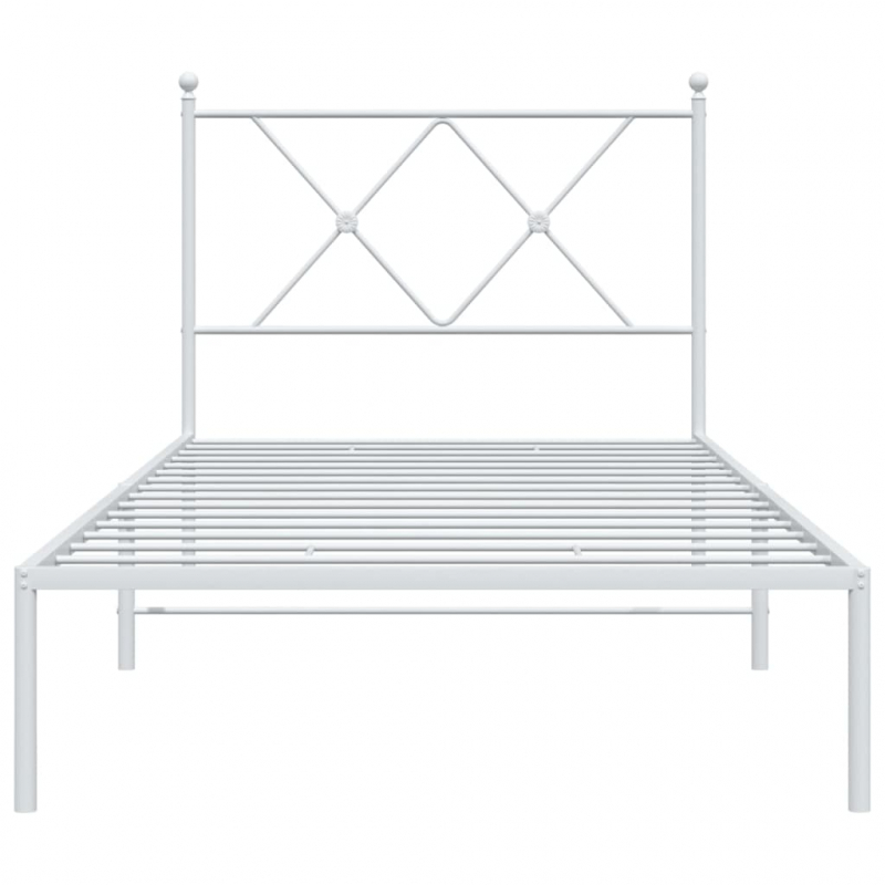 Bettgestell mit Kopfteil Metall Weiß 90x190 cm