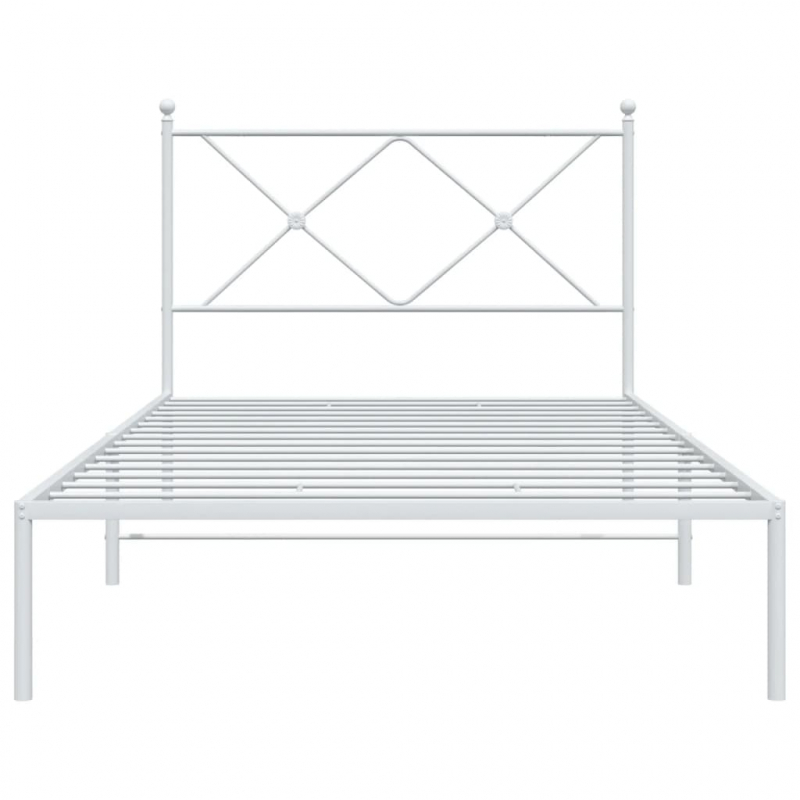 Bettgestell mit Kopfteil Metall Weiß 100x200 cm