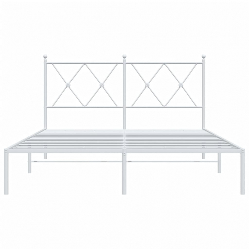 Bettgestell mit Kopfteil Metall Weiß 135x190 cm