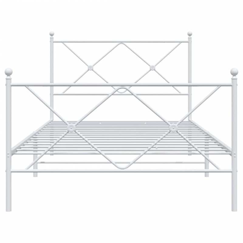 Bettgestell mit Kopf- und Fußteil Metall Weiß 100x200 cm