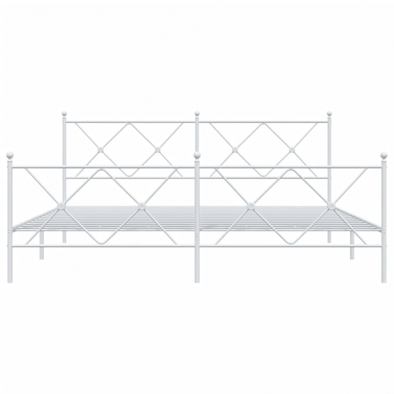 Bettgestell mit Kopf- und Fußteil Metall Weiß 180x200 cm