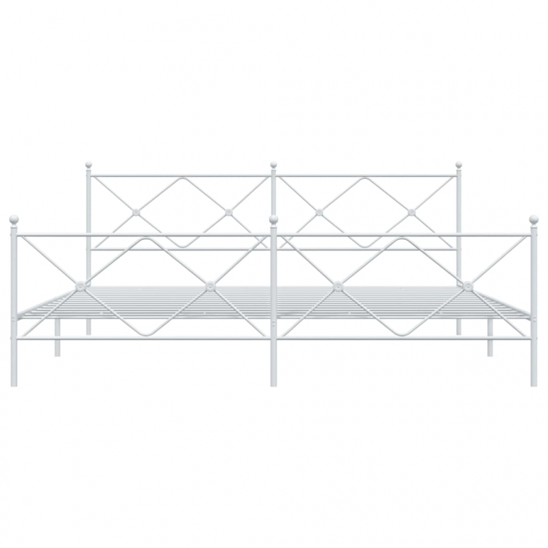 Bettgestell mit Kopf- und Fußteil Metall Weiß 200x200 cm