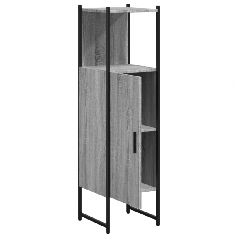 Badschrank Grau Sonoma 33x33x120,5 cm Holzwerkstoff