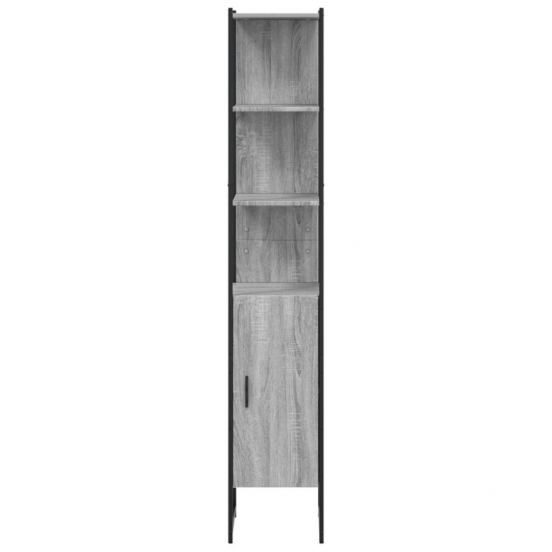 Badschrank Grau Sonoma 33x33x185,5 cm Holzwerkstoff