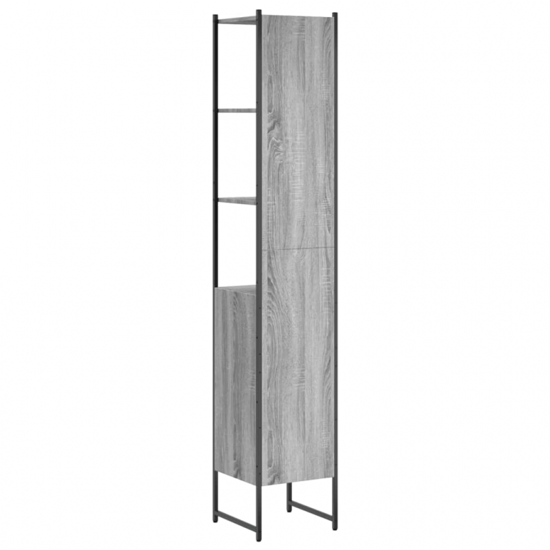 Badschrank Grau Sonoma 33x33x185,5 cm Holzwerkstoff