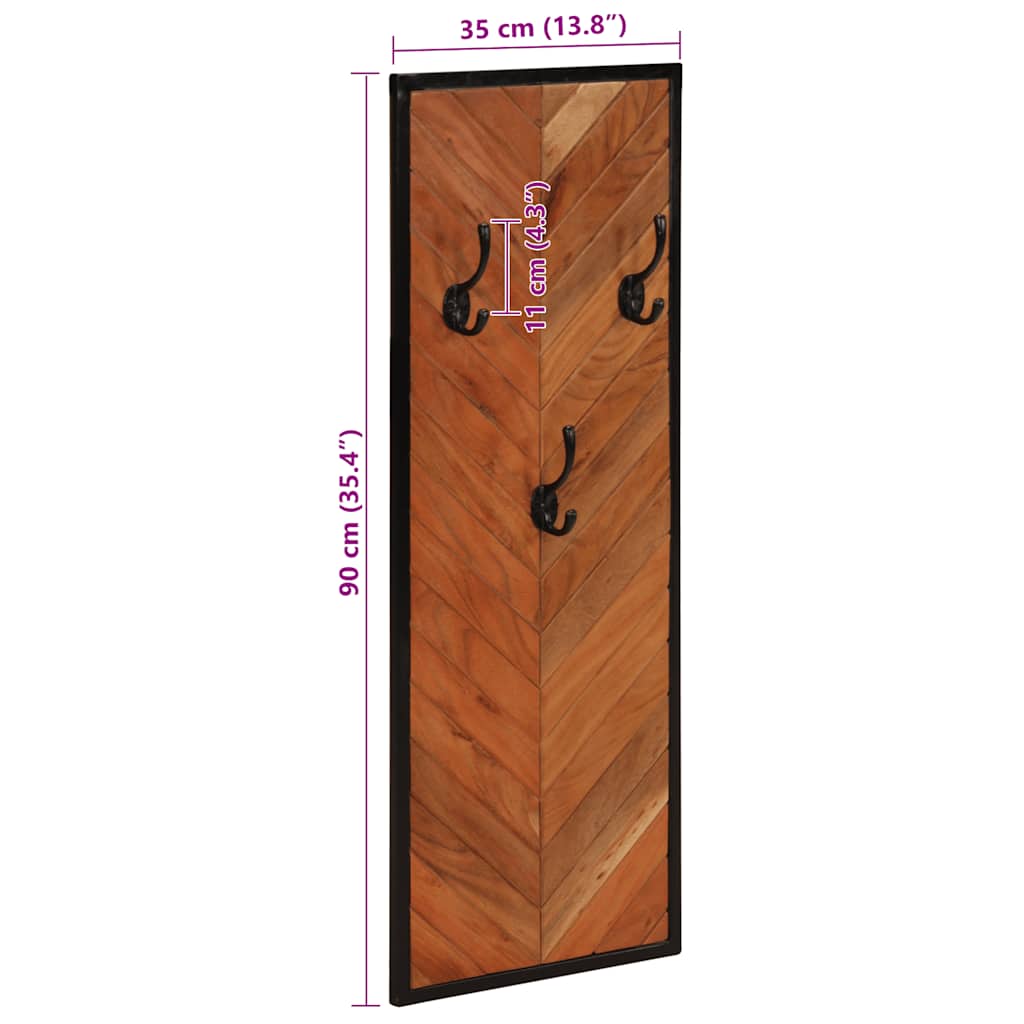 Wandgarderobe 2 Stk. 35x1x90 cm Massivholz Akazie