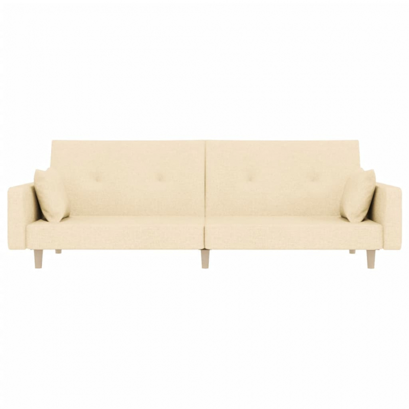 Schlafsofa 2-Sitzer mit 2 Kissen Creme Stoff