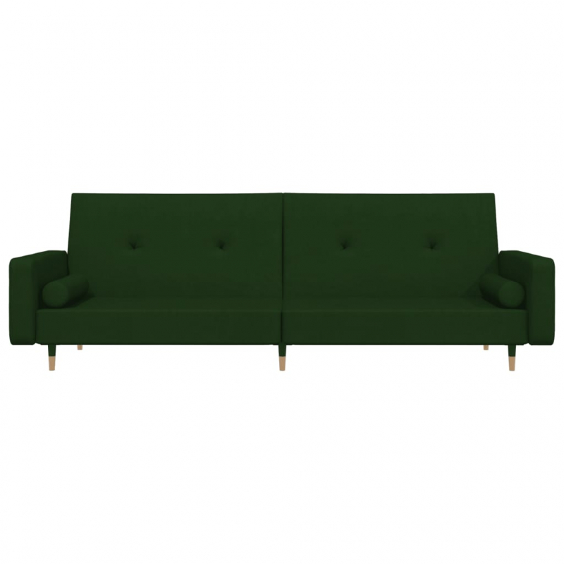 Schlafsofa 2-Sitzer mit 2 Kissen Dunkelgrün Samt