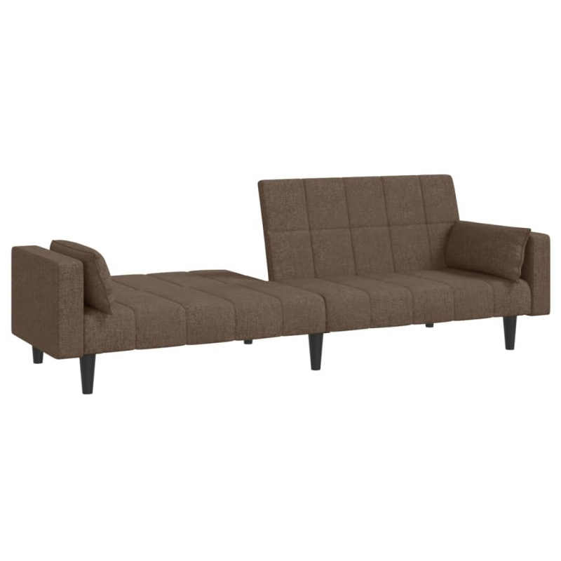 Schlafsofa 2-Sitzer mit 2 Kissen Taupe Stoff