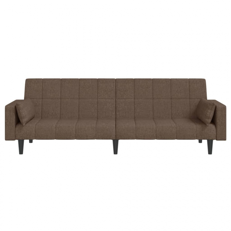 Schlafsofa 2-Sitzer mit 2 Kissen Taupe Stoff