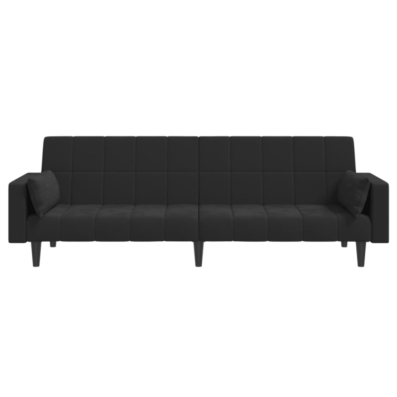 Schlafsofa 2-Sitzer mit 2 Kissen Schwarz Samt