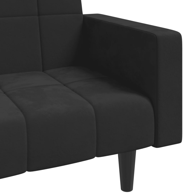 Schlafsofa 2-Sitzer mit 2 Kissen Schwarz Samt