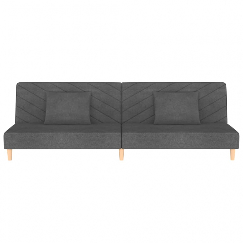 Schlafsofa 2-Sitzer mit 2 Kissen Dunkelgrau Stoff