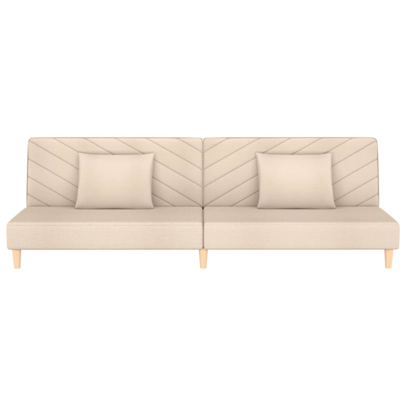 Schlafsofa 2-Sitzer mit 2 Kissen Creme Stoff
