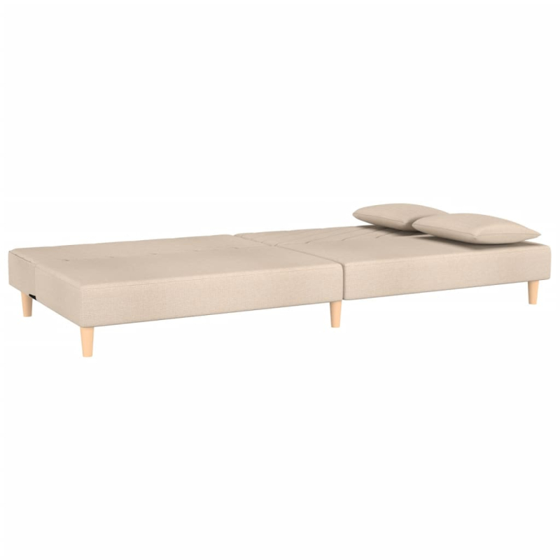 Schlafsofa 2-Sitzer mit 2 Kissen Creme Stoff