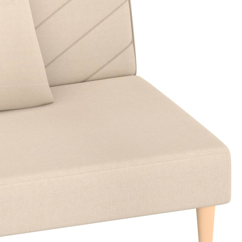 Schlafsofa 2-Sitzer mit 2 Kissen Creme Stoff