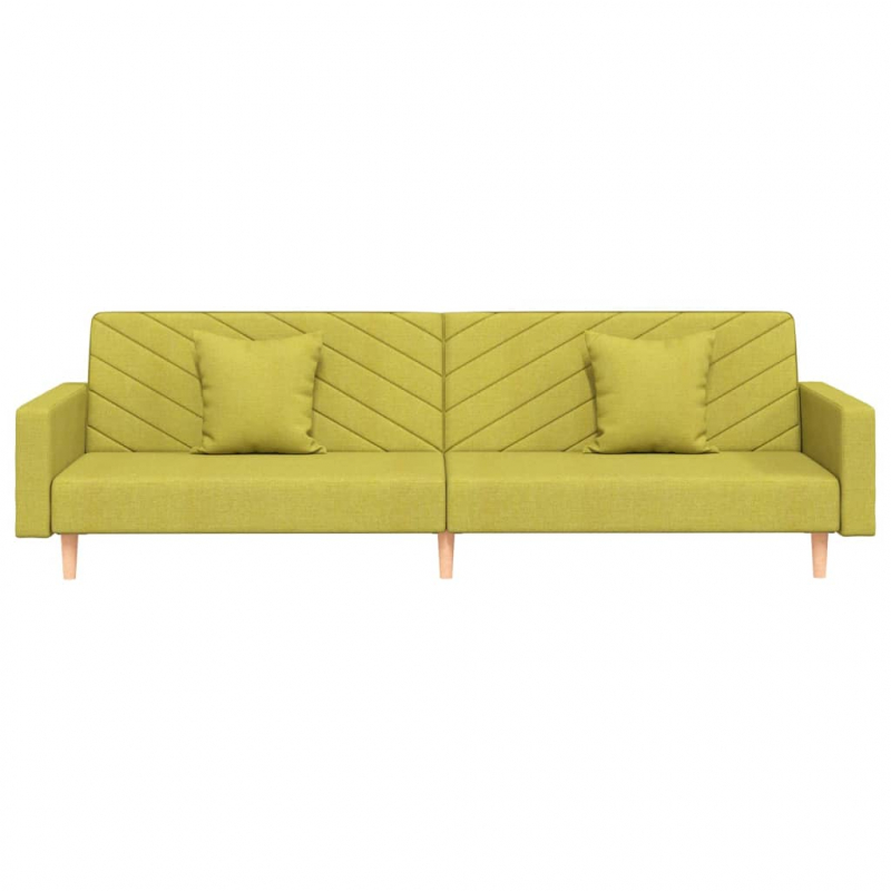 Schlafsofa 2-Sitzer mit 2 Kissen Grün Stoff
