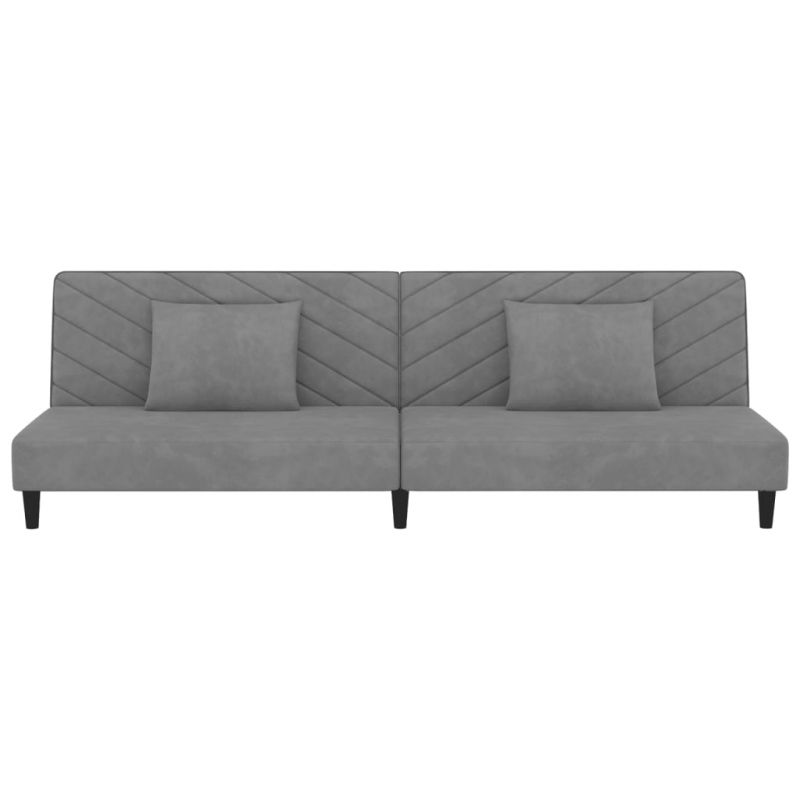 Schlafsofa 2-Sitzer mit 2 Kissen Hellgrau Samt