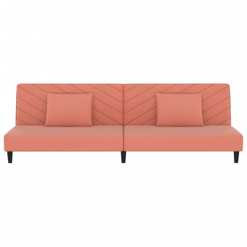 Schlafsofa 2-Sitzer mit 2 Kissen Rosa Samt