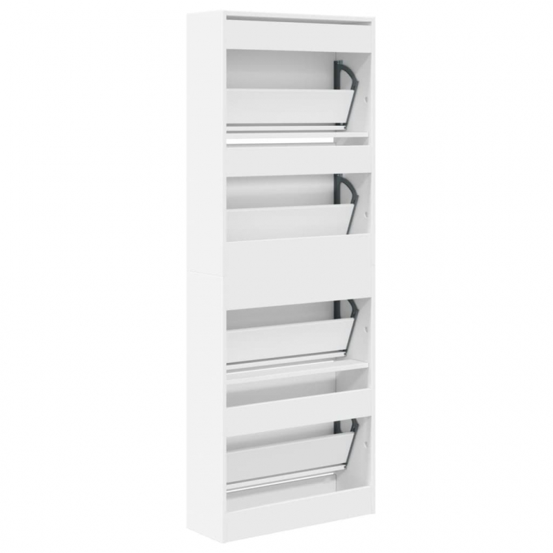 Schuhschrank Weiß 60x21x163,5 cm Holzwerkstoff