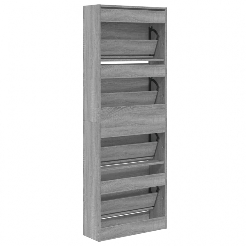 Schuhschrank Grau Sonoma 60x21x163,5 cm Holzwerkstoff