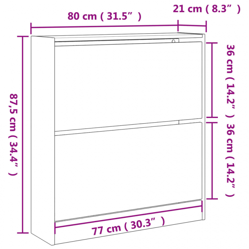 Schuhschrank Sonoma-Eiche 80x21x87,5 cm Holzwerkstoff